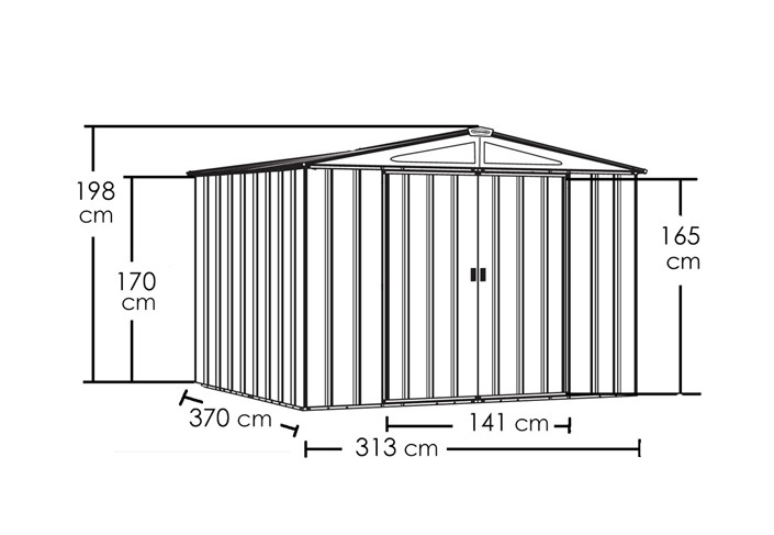 Abri jardin métal portes coulissantes - 8.50 m²