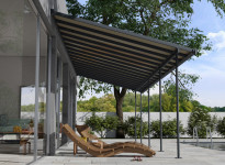 TOIT TERRASSE ALU GRIS COUVERTURE POLYCARBONATE BRONZE 21 M2