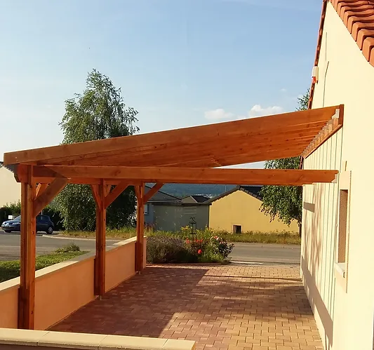 charpente de carport en bois adossé